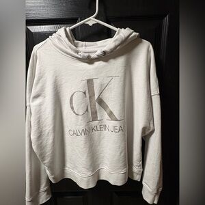 Calvin Klein Jeans White crop hoodie